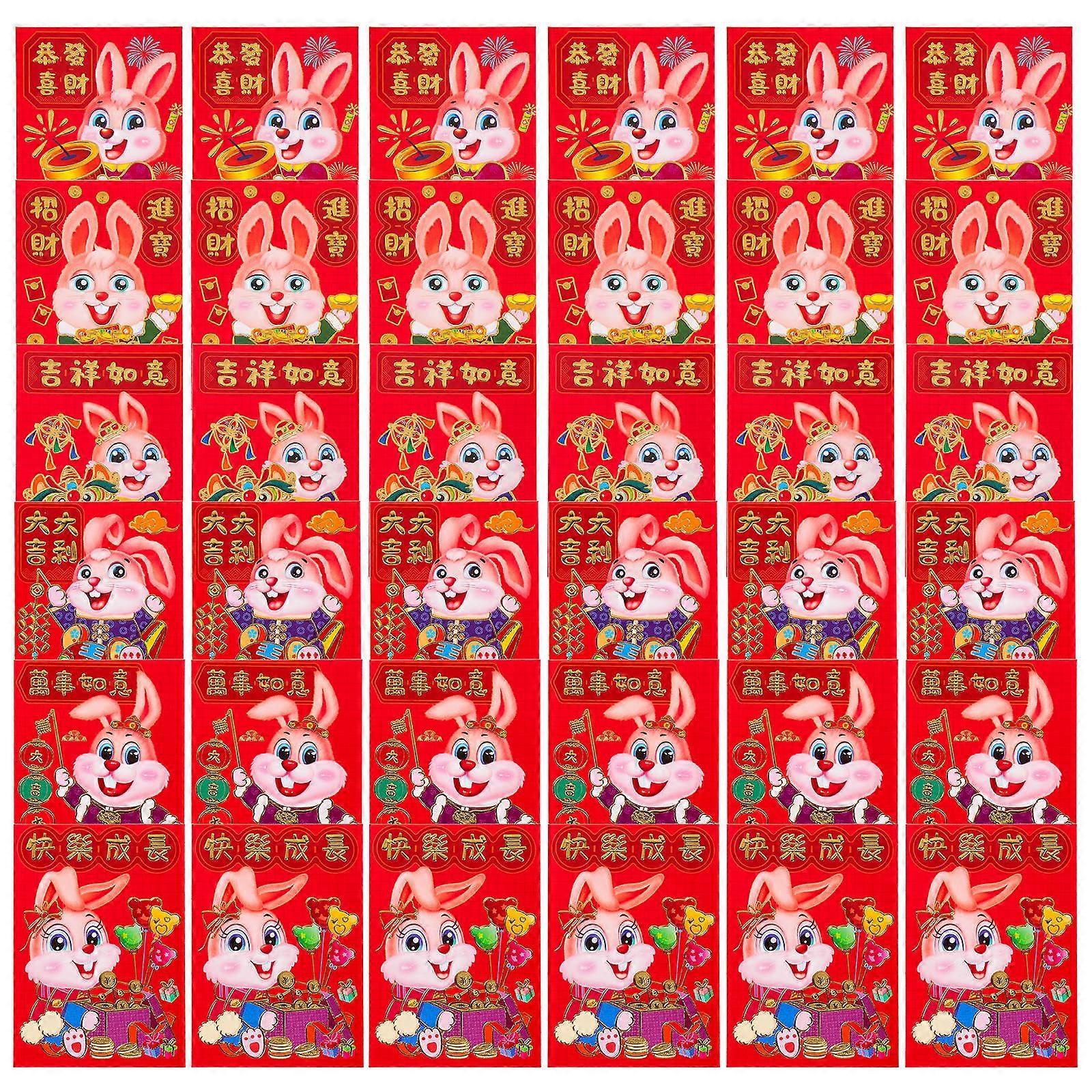 Paper Red Packet for Spring Festival with 60Pcs Rabbit Pattern Envelopes