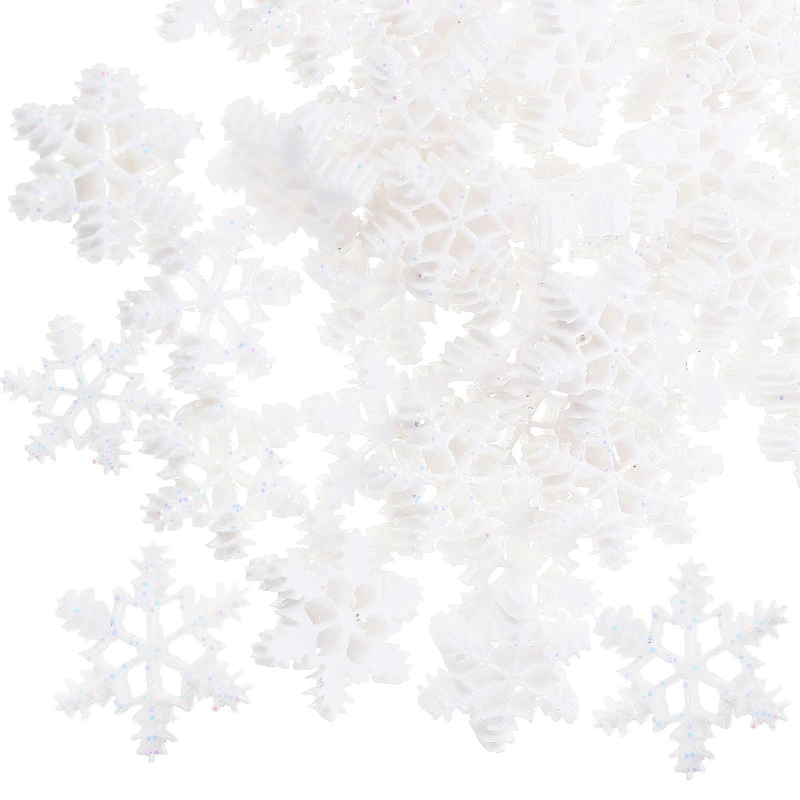 Xmas Mini Snowflake Resin Snowflake for Decoration 100Pcs White Set