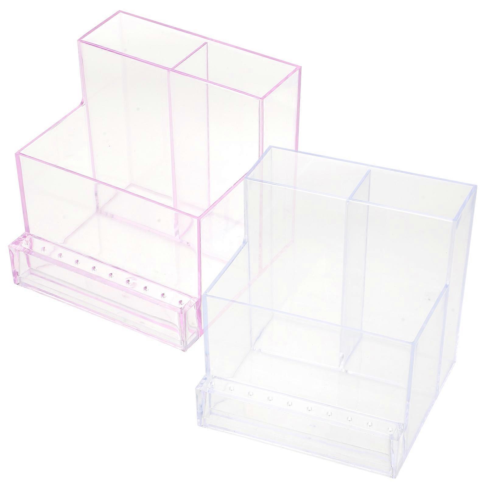 Nail Drill Bits Organizer Acrylic Transparent Display Holder for Manicure Tools 2Pcs
