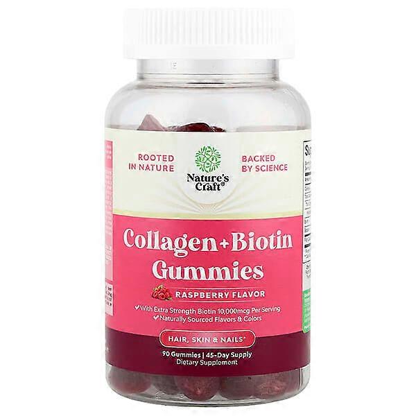 Nature's Craft, Collagen + Biotin Gummies, Raspberry , 90 Gummies