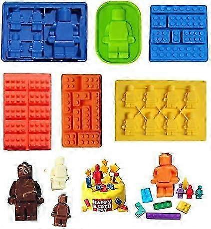 Building Blocks Candy Robot Moulds Chocolate Mould Set Silicone Block Moulds Ice Cube Tray 25-26s