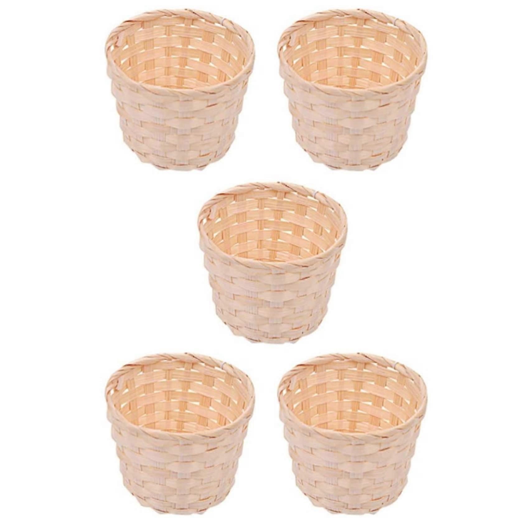 Mini Woven Baskets Without Handles, 5 Pcs, 7.5x6 Cm, Favors And Crafts Decor For Various Occasions