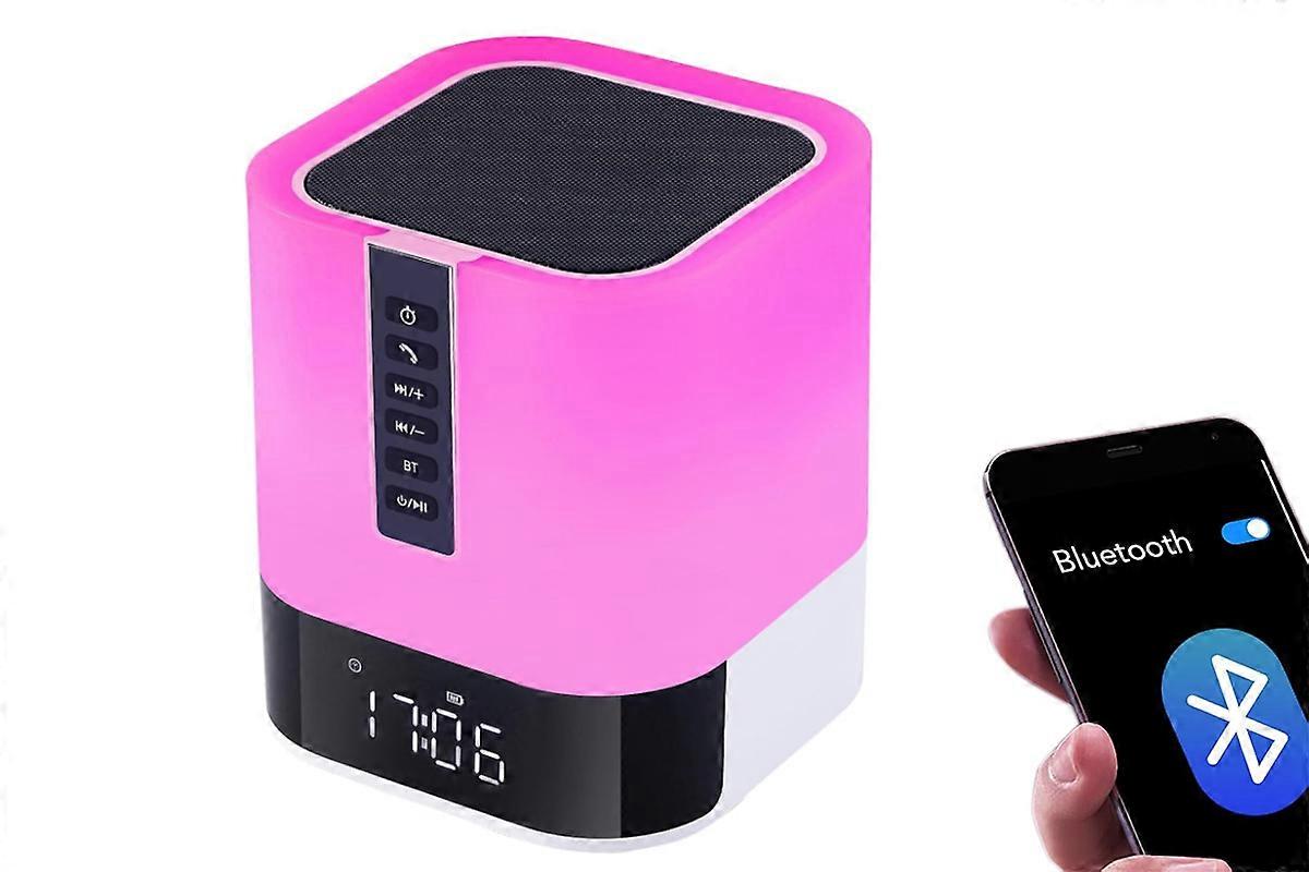 Bluetooth Speaker Touch Night Light LED RGB Alarm Clock Dimmable Lamp Speaker