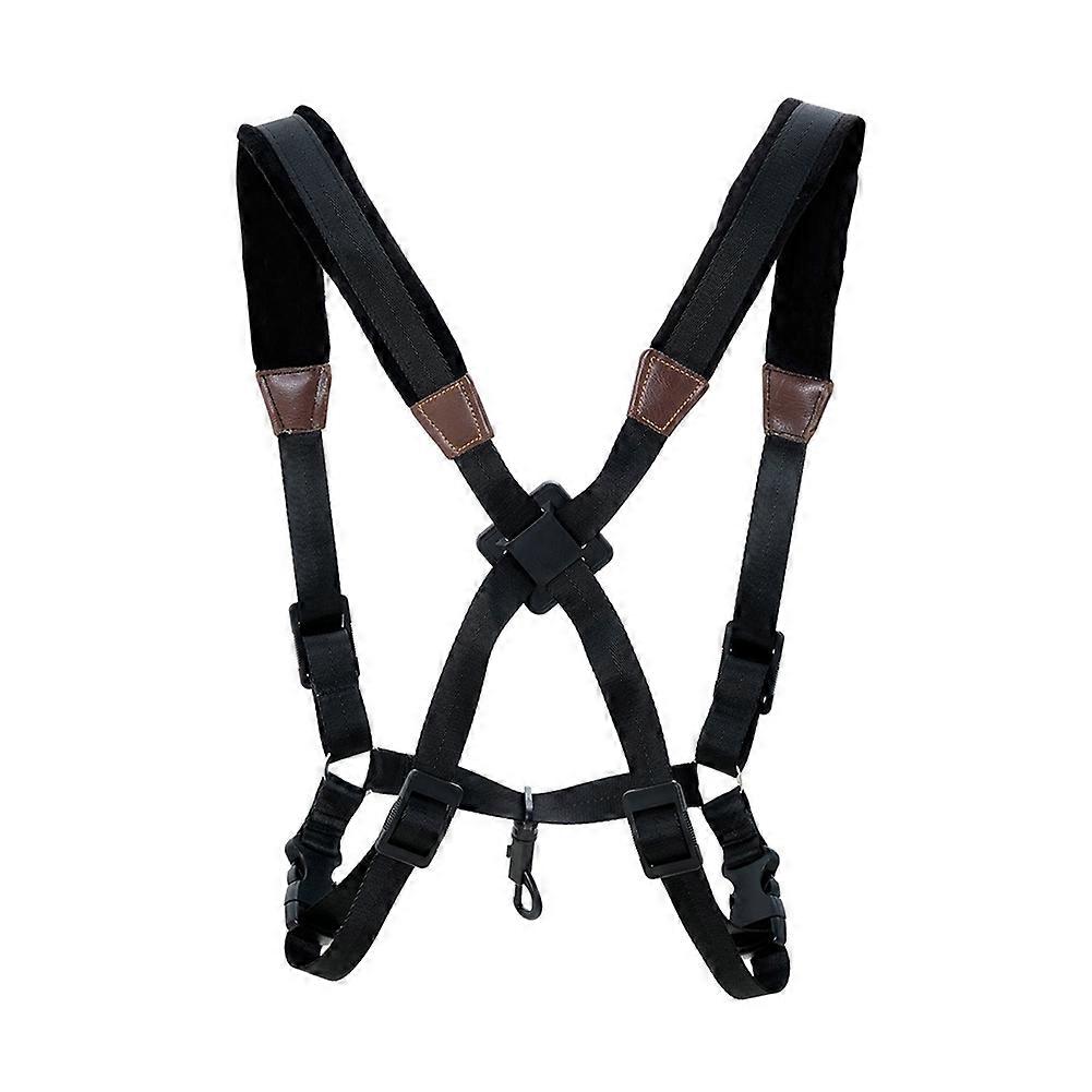 Saxophone Strap,Universal Double Shoulder Leather Strap for Sax, Adjustable Padded Harness Strap for