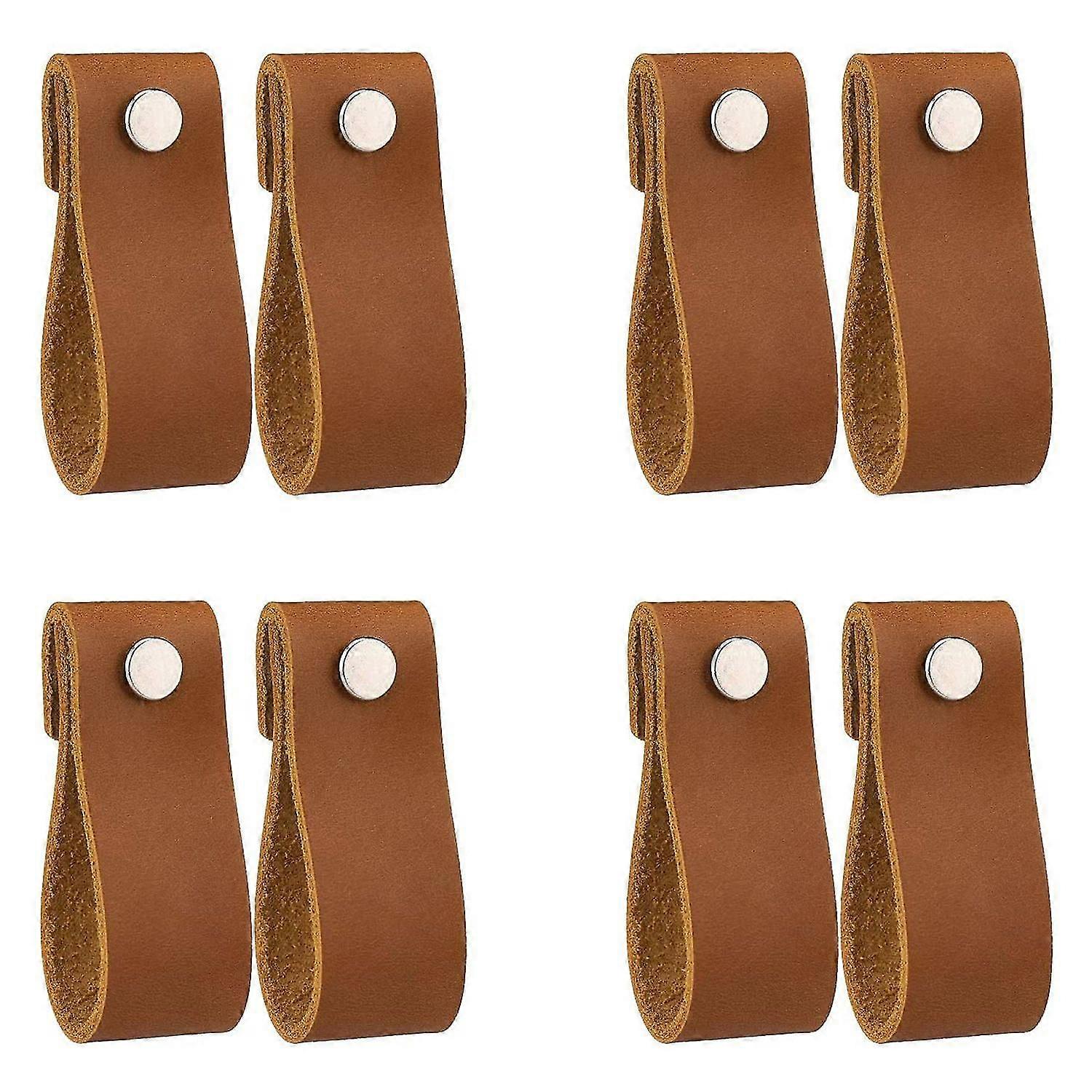 Tiroir en cuir tire 8 pcs Boutons de commode en cuir Poignées en cuir pur faites à la main pour les portes d’armoire Un