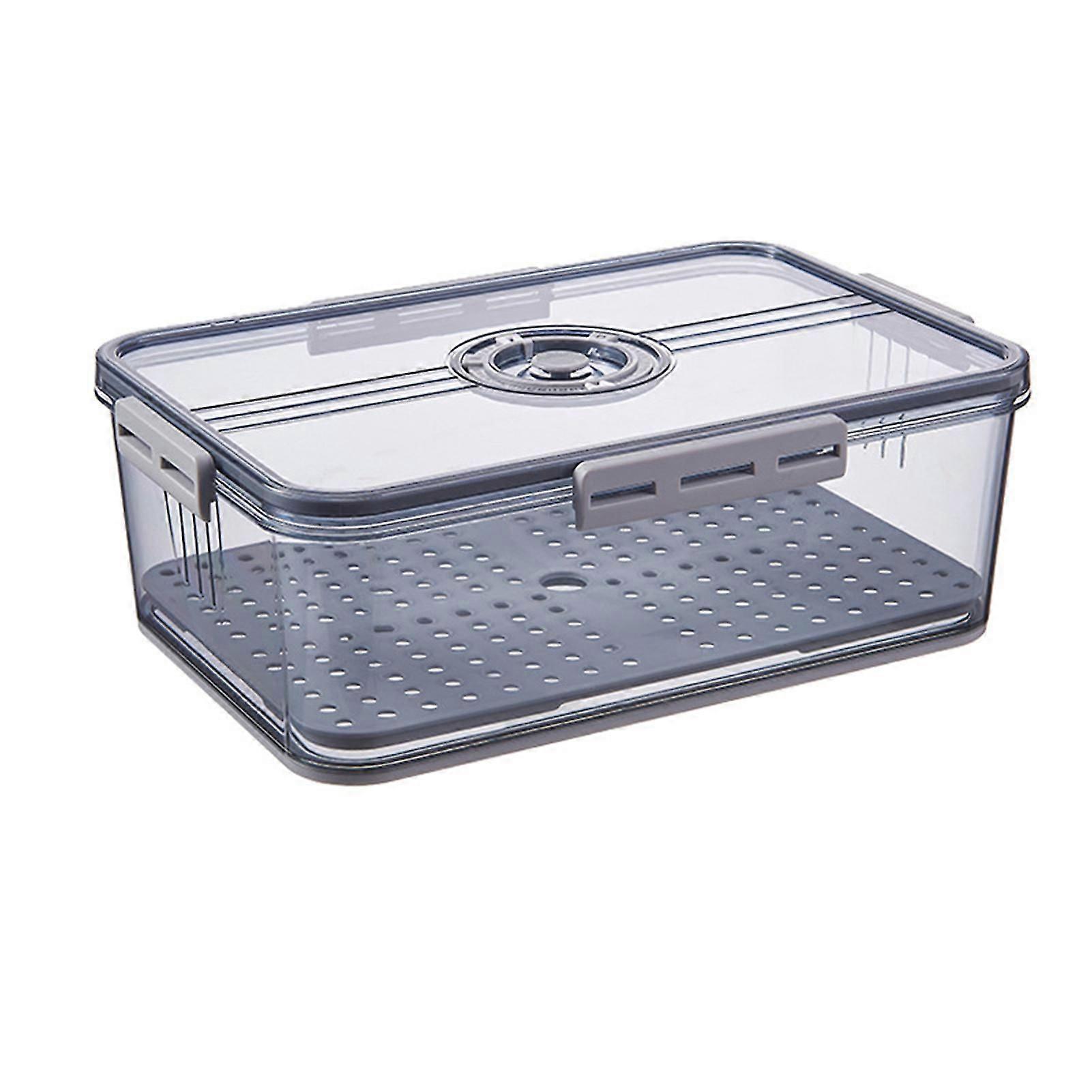 Large Sealed Storage Box with Drain Plate Stackable Refrigerator Storage Box for Eggs Fruits Food