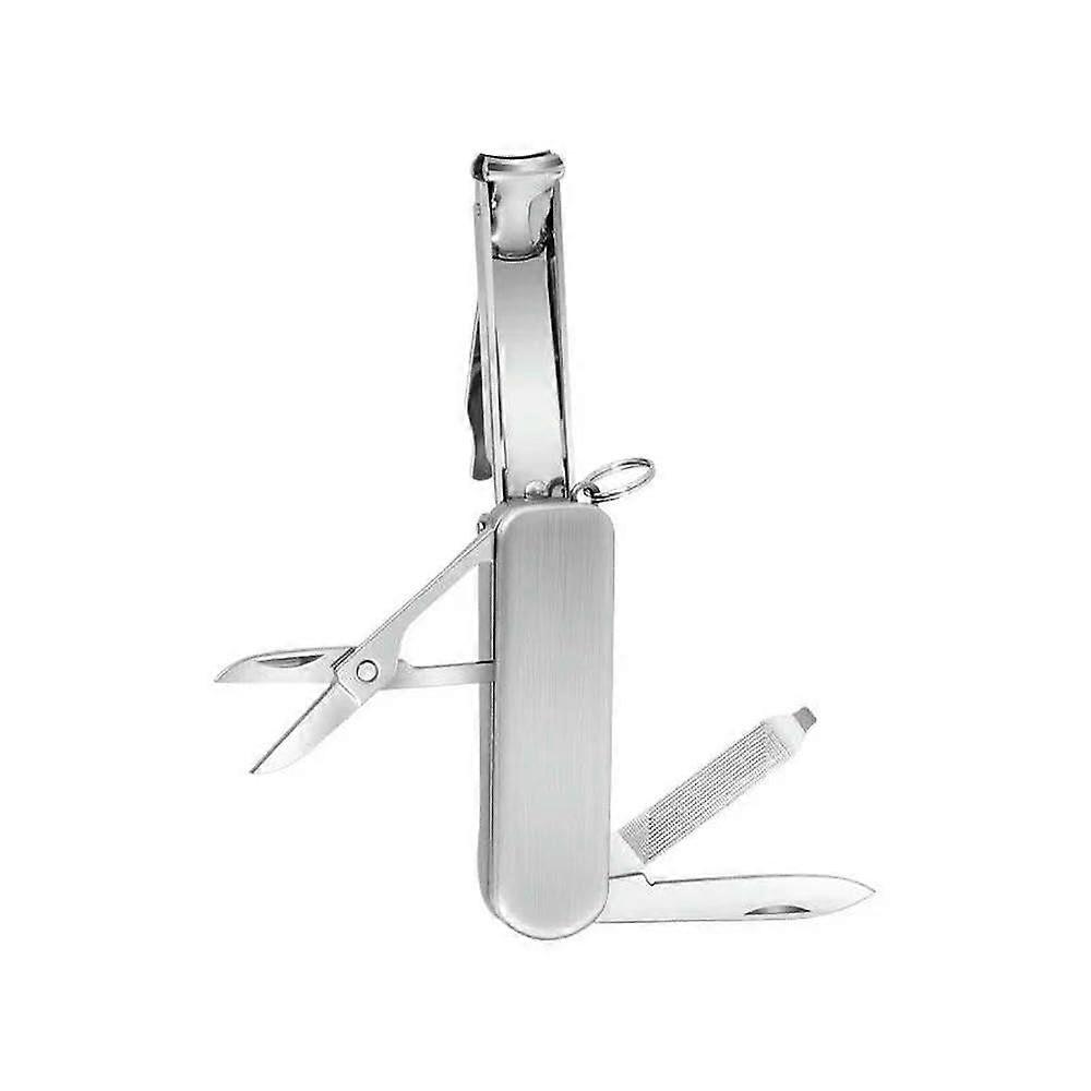 Keychain Nail Clipper 5In1 Folding Kit With Scissors And File Stainless Steel Compact Manicure Tools