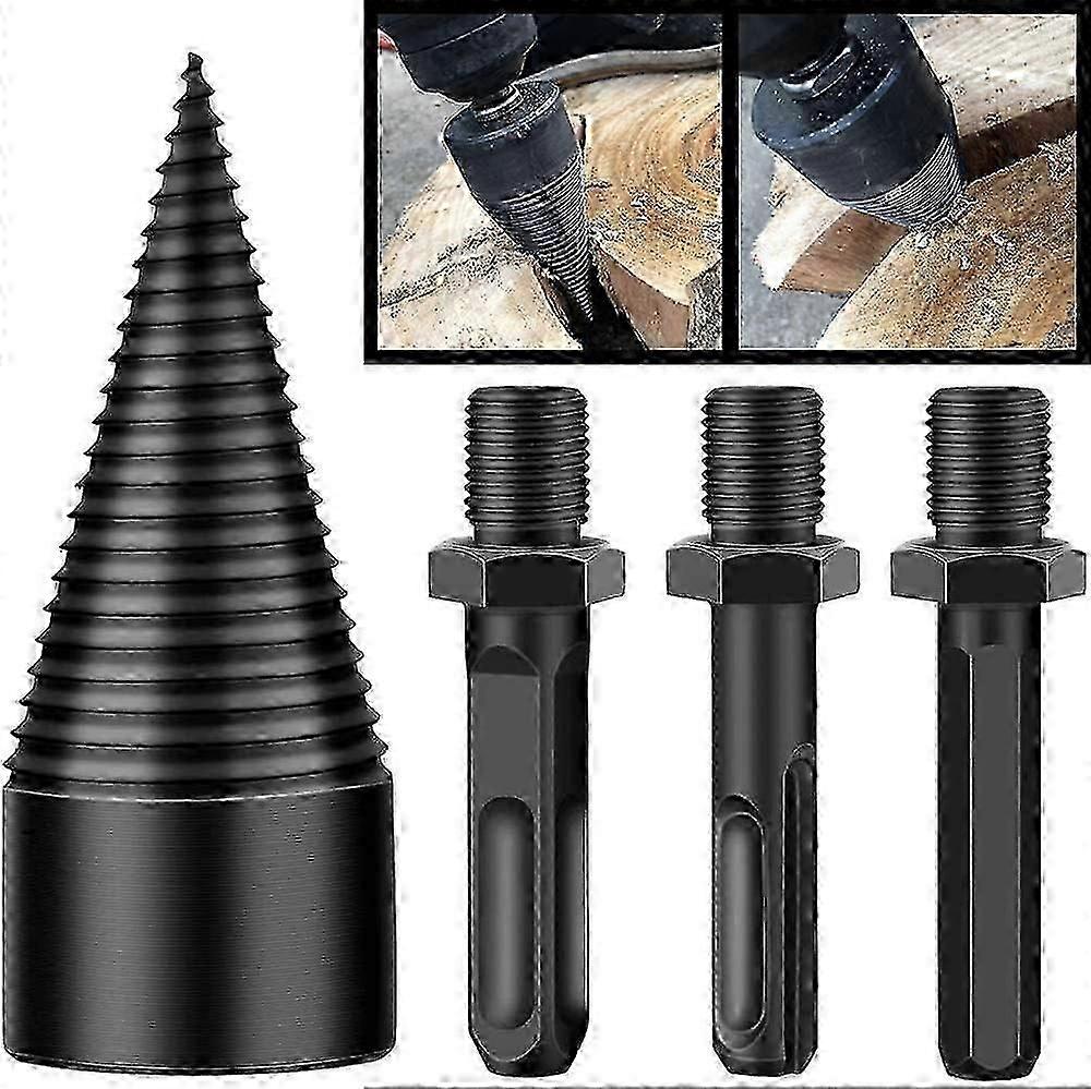 Spiral Cone Wood Splitter Set - 4 Pack with 42mm Diameter for Efficient Firewood Splitting