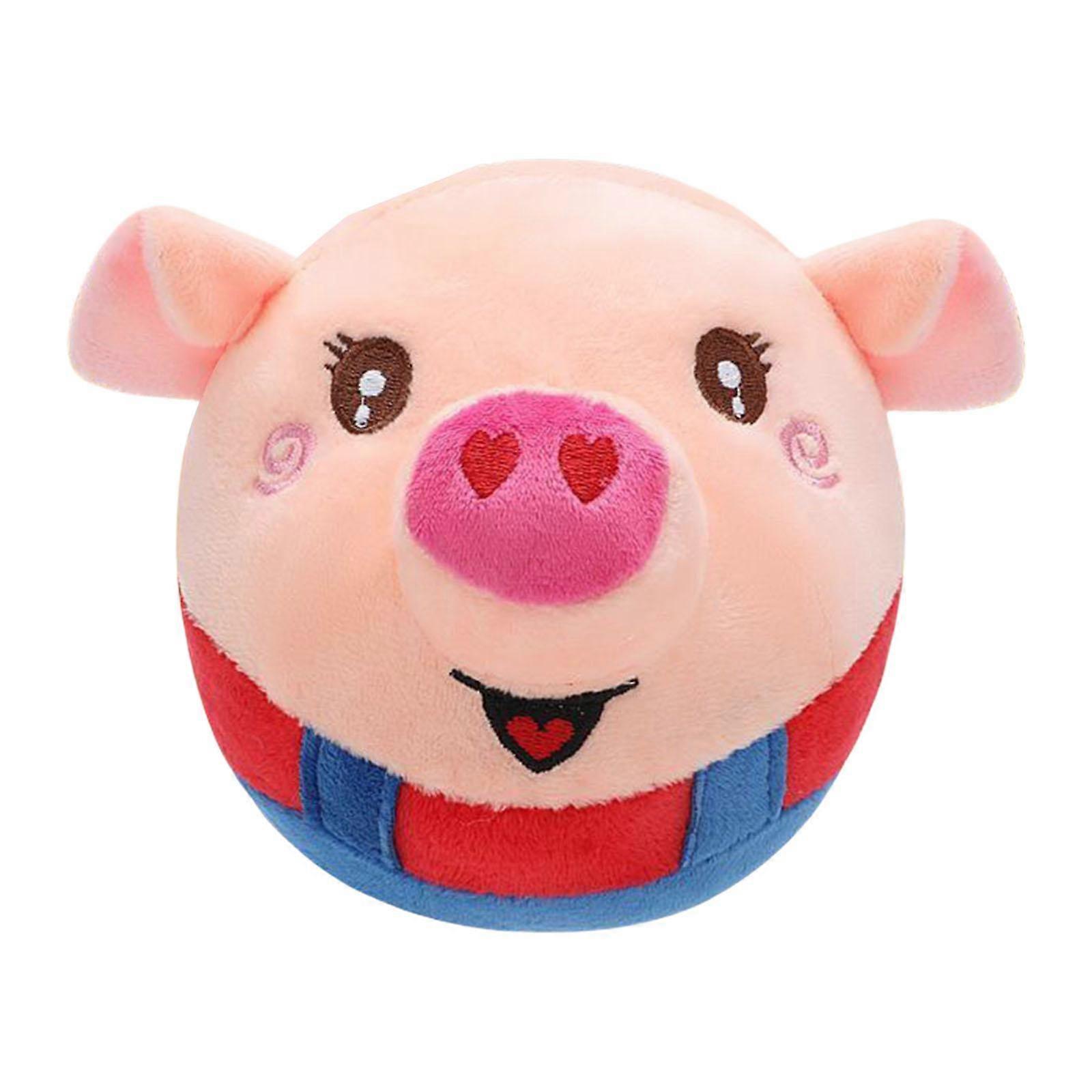 Interactive Bouncing Piggy Dog Toy Vibrating Plush for Medium Dogs with Sound and Shake Rechargeable Toy  Red Pig