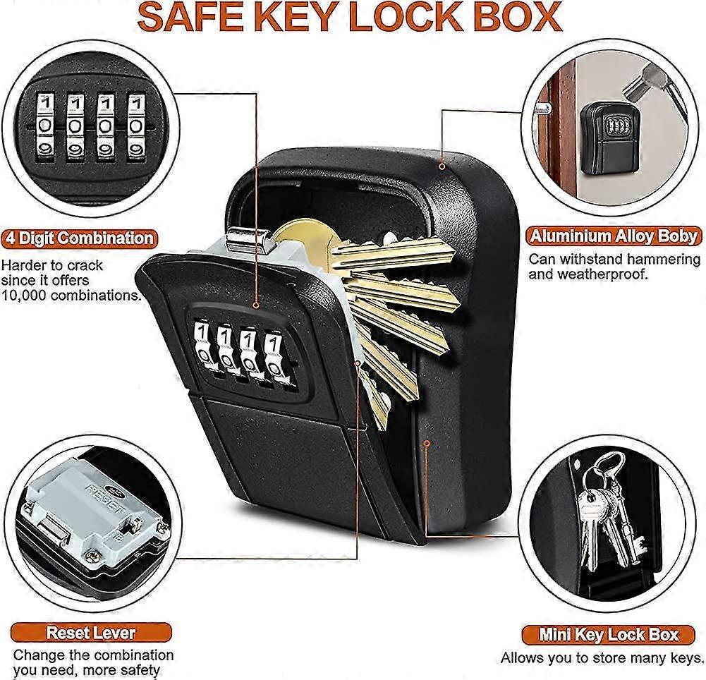 Key Box Wall Mounted Mini Key Safe Outdoor Key Box With Resettable 4-digit