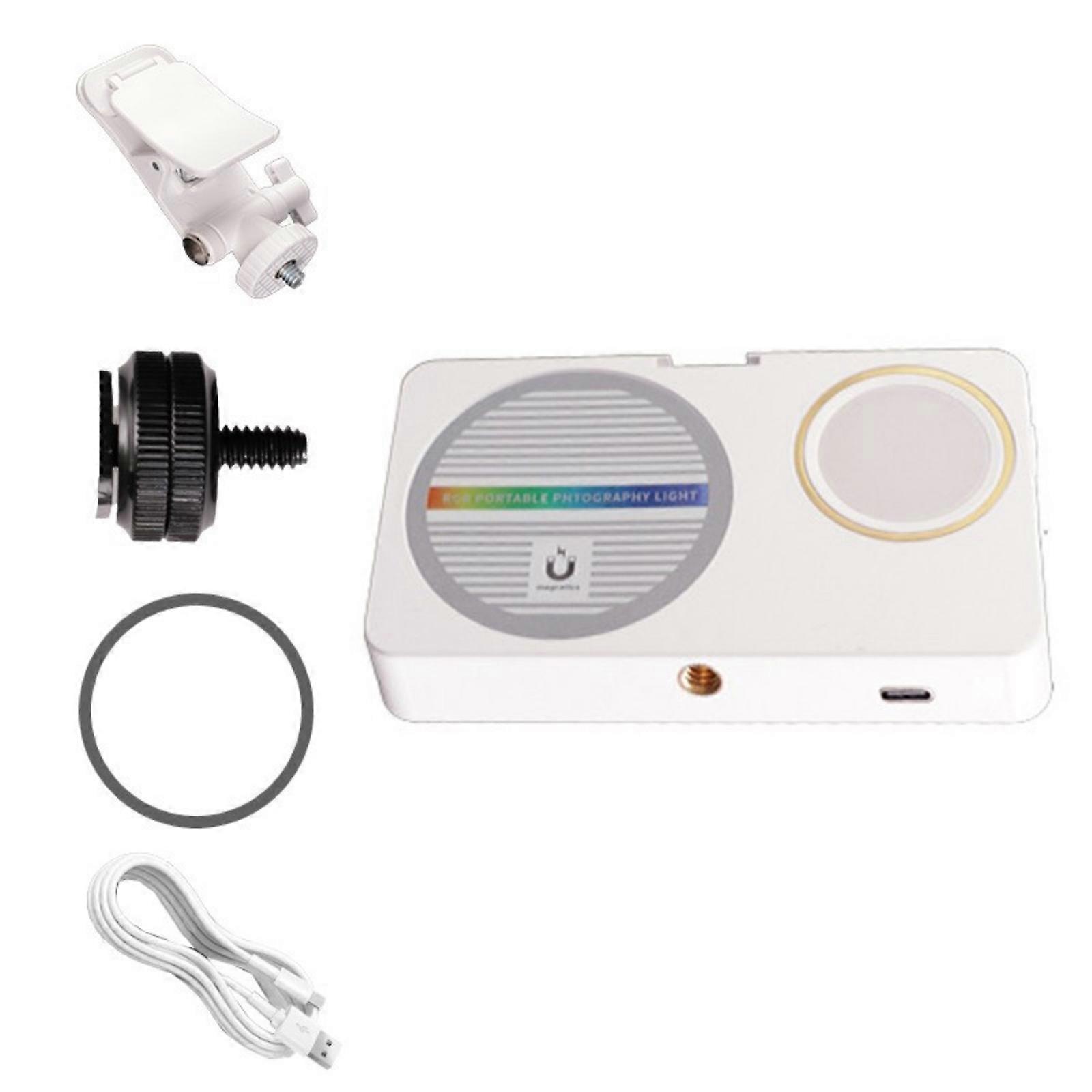 Multiple Angle Phone Mount Light Adjustable Cold Warm Light Mode Magnetic Fill Lamp for Photography Live Broadcast  White