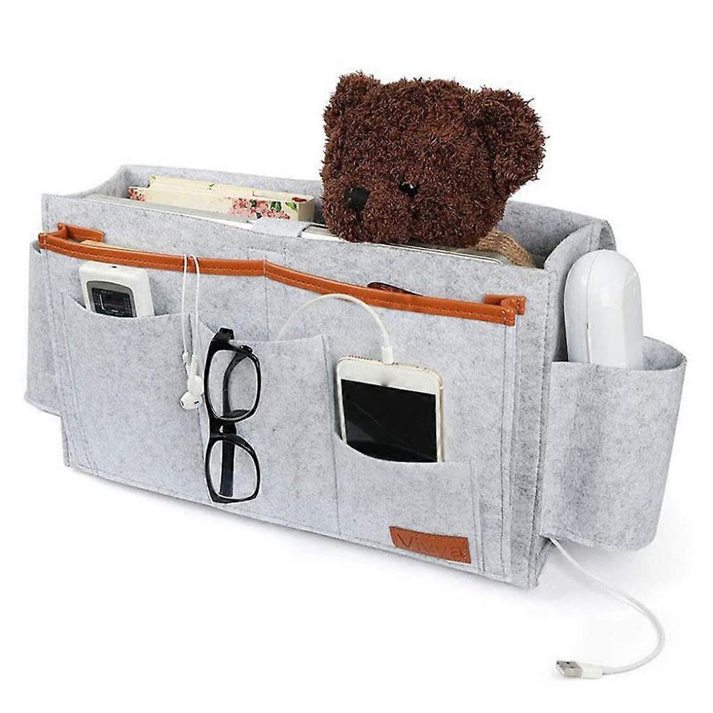 Bedside Caddy Felt Bedside Organizer with Multi Pockets Hanging Storage for Bed, Tablet, Magazine, Remotes