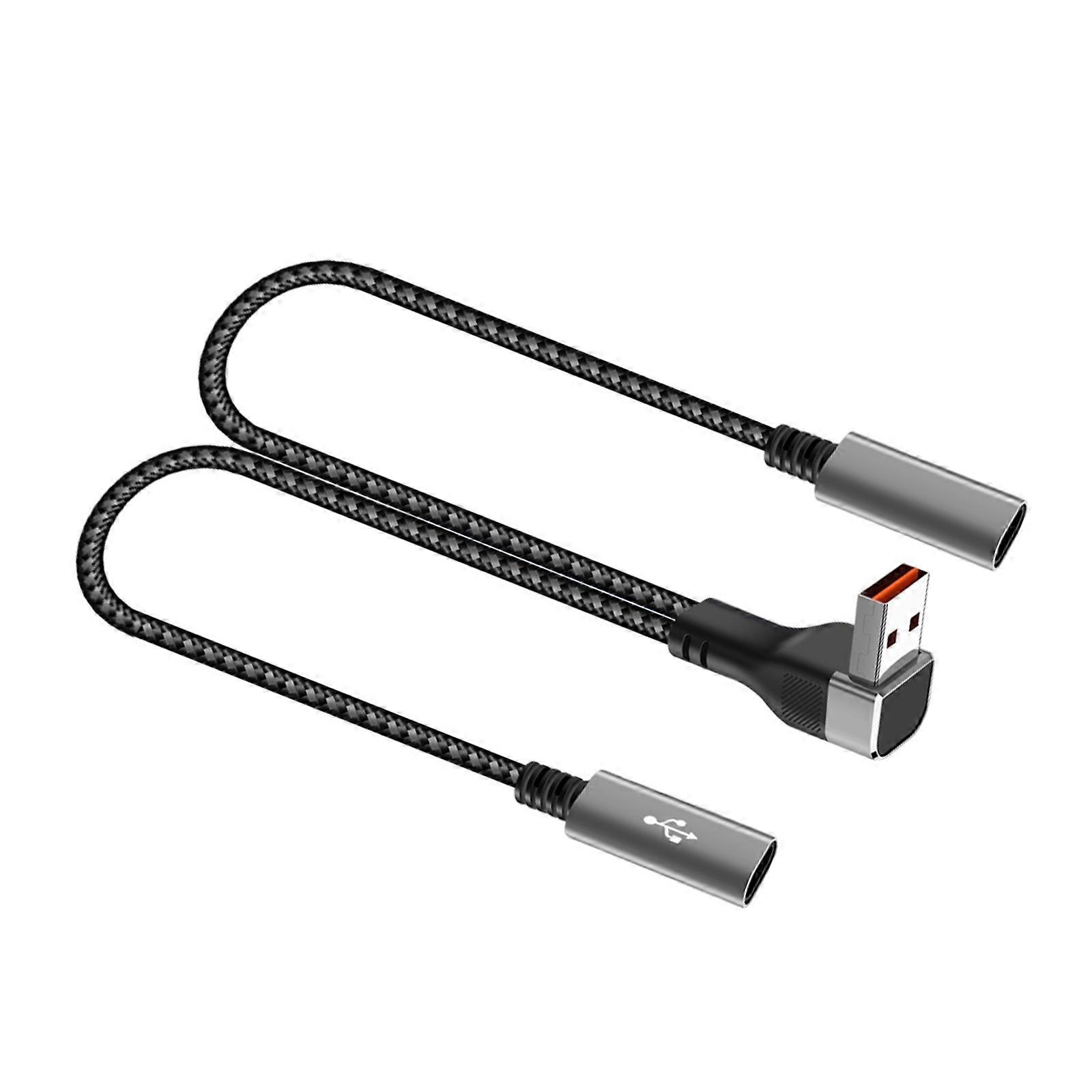 Reinforced Nylon USB Splitter Cable 25cm Length 66W Fast Charge Two Devices Simultaneously and Data Trasmission Multicolor