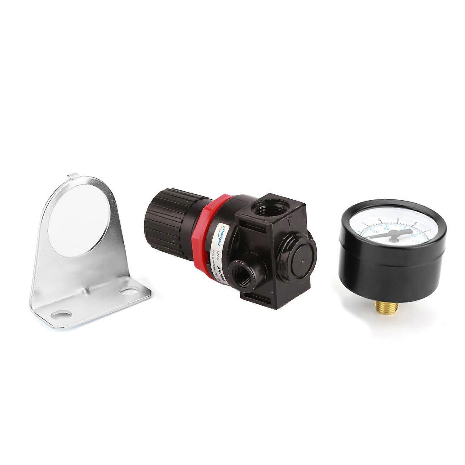 G1/4 Pneumatic Regulator Adjustable Air Pressure Compressor Control Valve Gauge with Bracket