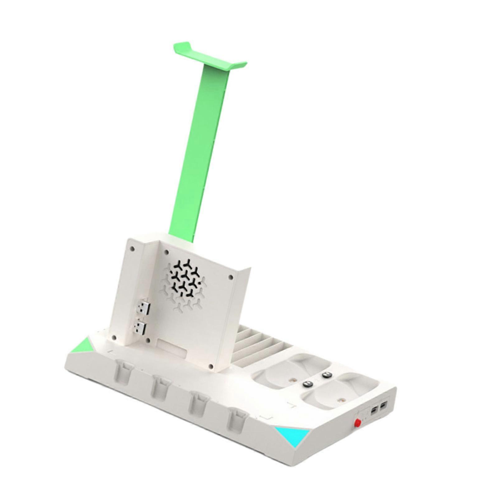 Functional Charging Cooling Base Disc Earphone Storage Stand Handle Charging Holder with LED Indicator Light  White