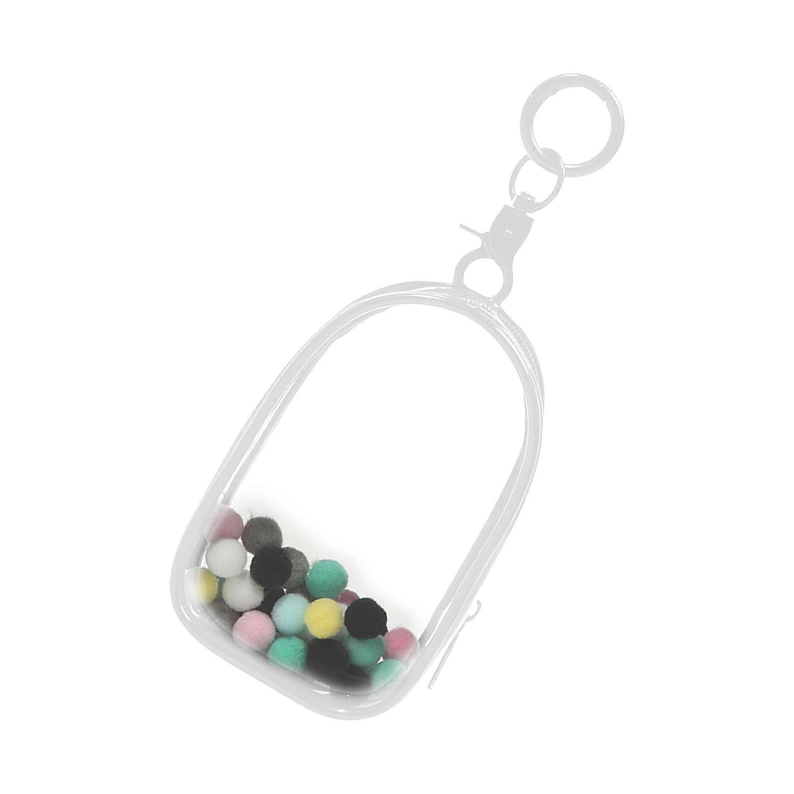 Clear PVC Figure Presentation Bag With Keychain Transparent Storage Bag For Miniature Doll Collection And Easy Carrying  White