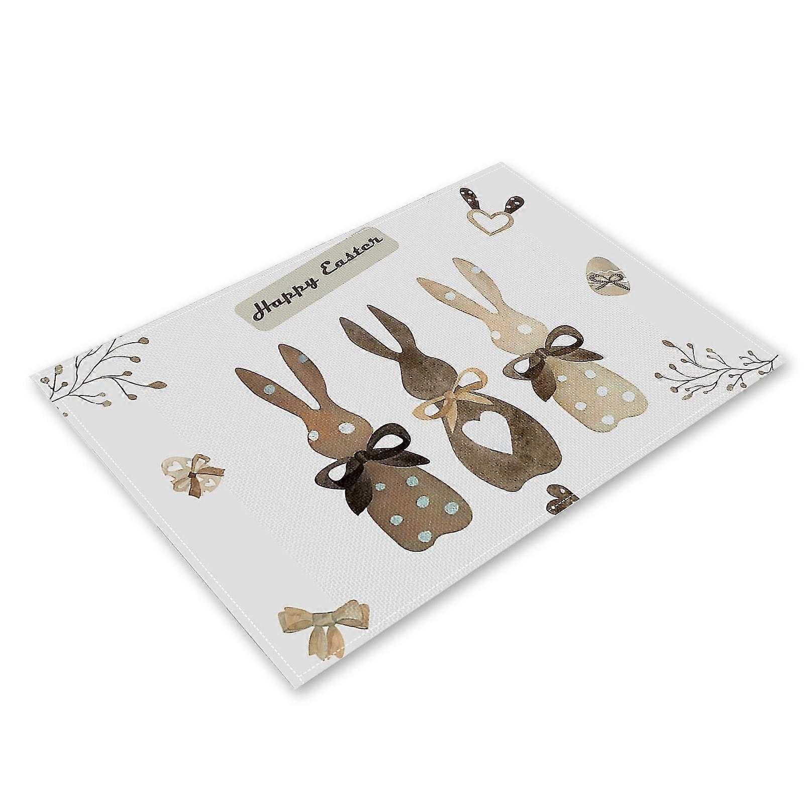 Resistant Dining Easter Placemats Bunny Eggs Kitchen Table Mats Happy Easter