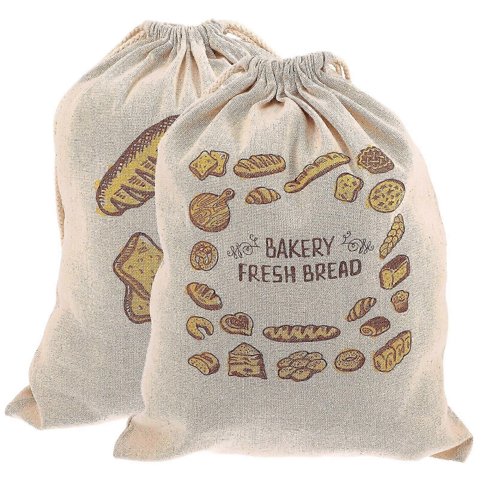 2Pcs Drawstring Bread Storage Bags Portable Bread Bags Reusable Bread Pouches