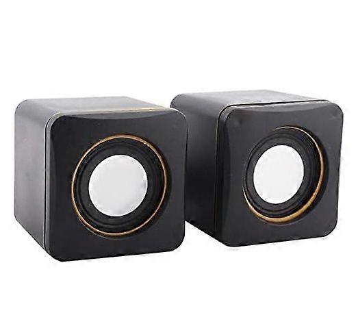 Small Desktop Speakers, Black USB Stereo 3.5mm Jack Wired Speaker for Desktop Laptop PC Computer