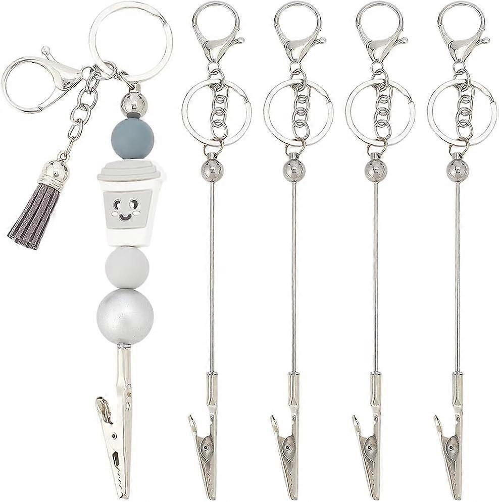 4Pcs Jewelry Fastener Tool Bracelet Helper Tool Clasp Helper with Lobster Clasps Clips Silver Fastening Clasp Beadable Bar Blanks Bracelet Fastener Cl