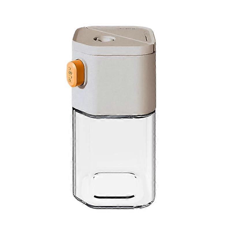 Dual Purpose Seasoning Dispenser with Measuring Port for Salt Pepper Spices, Beige Gray
