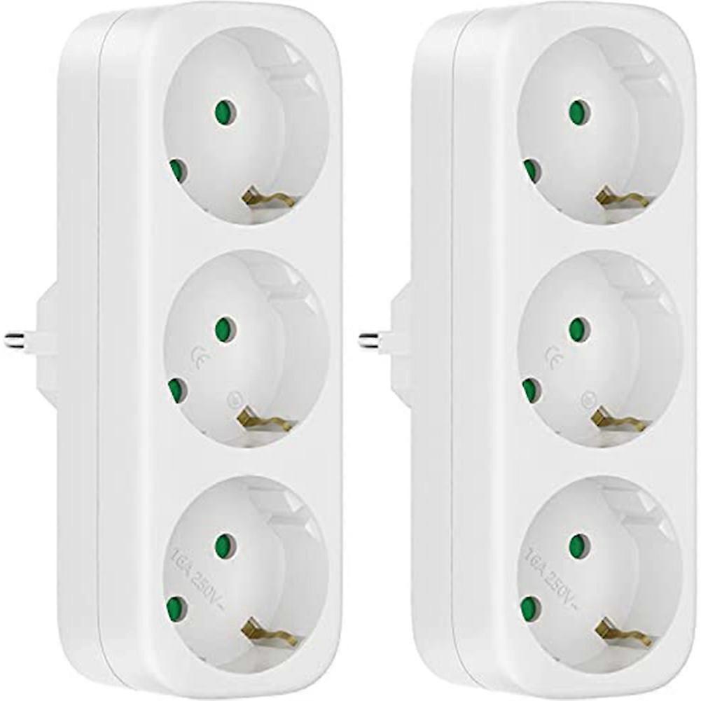 Multi Socket Without Cable, 250V/16A Socket Adapter, Portable Sockets, 3680W Converter Socket EU Plug,2 Pack
