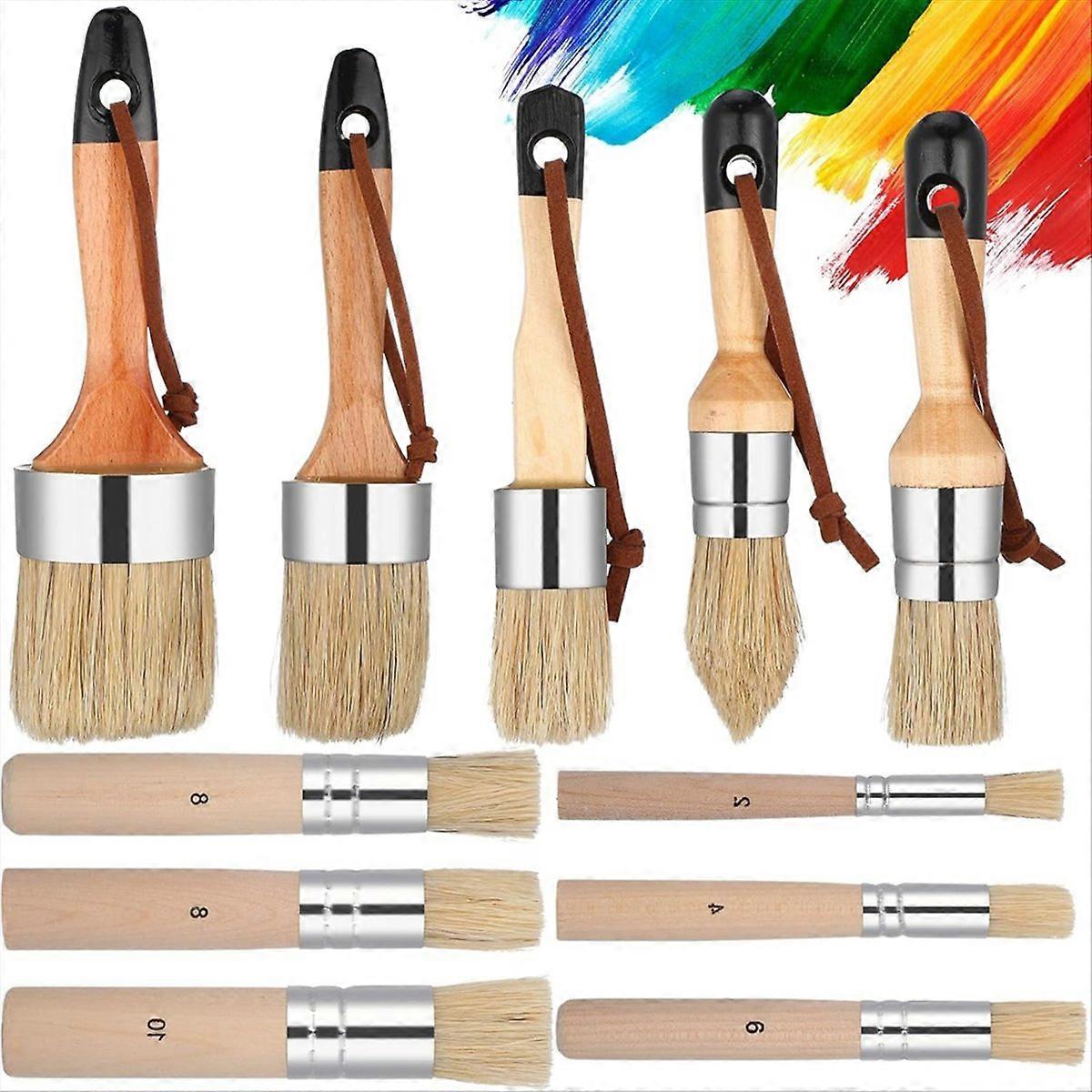 11Pcs Chalk Stencil Brushes Set Wooden Handle Template Brushes