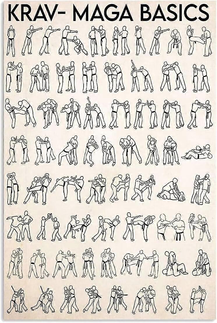 SelfDefense Canvas Poster with Gun Disarming Techniques 30 x 30 cm Black & White