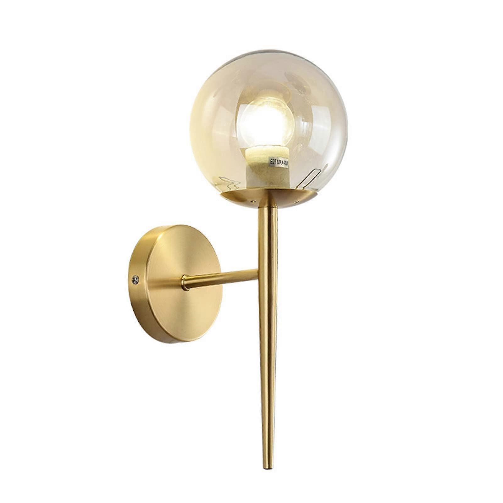 Wall Sconce Solid Copper Lamp with Glass Shade, E27 Bedroom Bedside and Bathroom Vanity Light