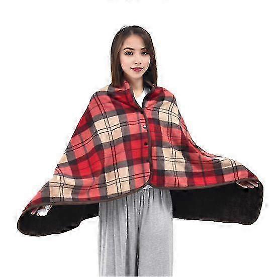 Polar Fleece Throw Blanket for Cold Weather, Insulated Plaid Shawl for Home and Work