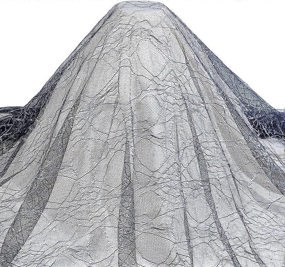 2.2 Yards Black Theme Polyester Mesh Fabric 67.7 inch Spider Web Pattern Jacquard Lace Fabric for DIY Tablecloth Netting Stage Curtain Decoration Wedd