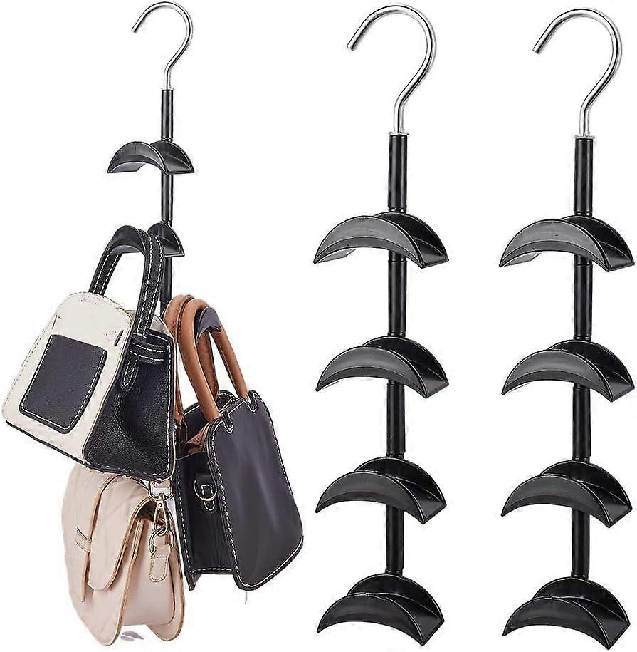 2 Pcs Purse Hanger for Closet 360 Rotation Widened Arc Swivel Bag Organizer with 4 Hooks Closet Storage Space Saver for Hanging Scarf Handbag Belt Tie