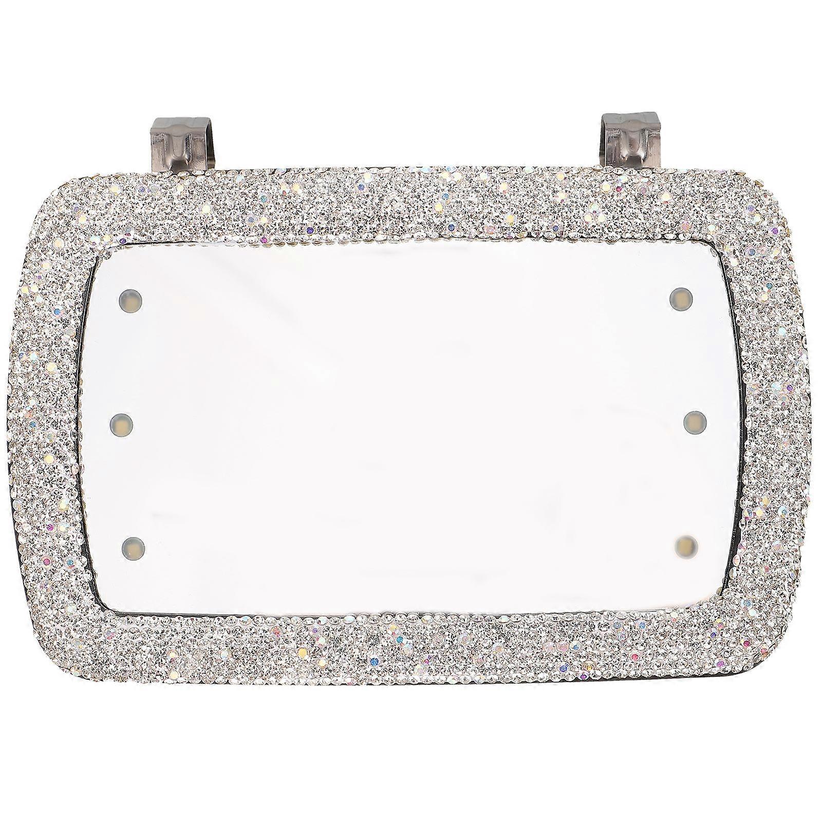 Silver Car Visor Vanity Mirror Clip on for Makeup 2Pcs Set