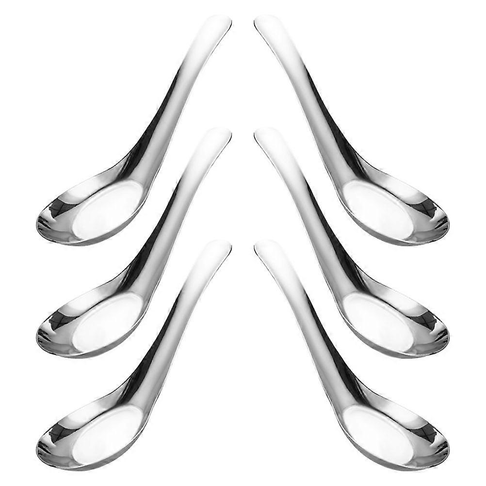 Silver Stainless Steel Cooking Spoon for Dining 6Pcs Durable Kitchen Use
