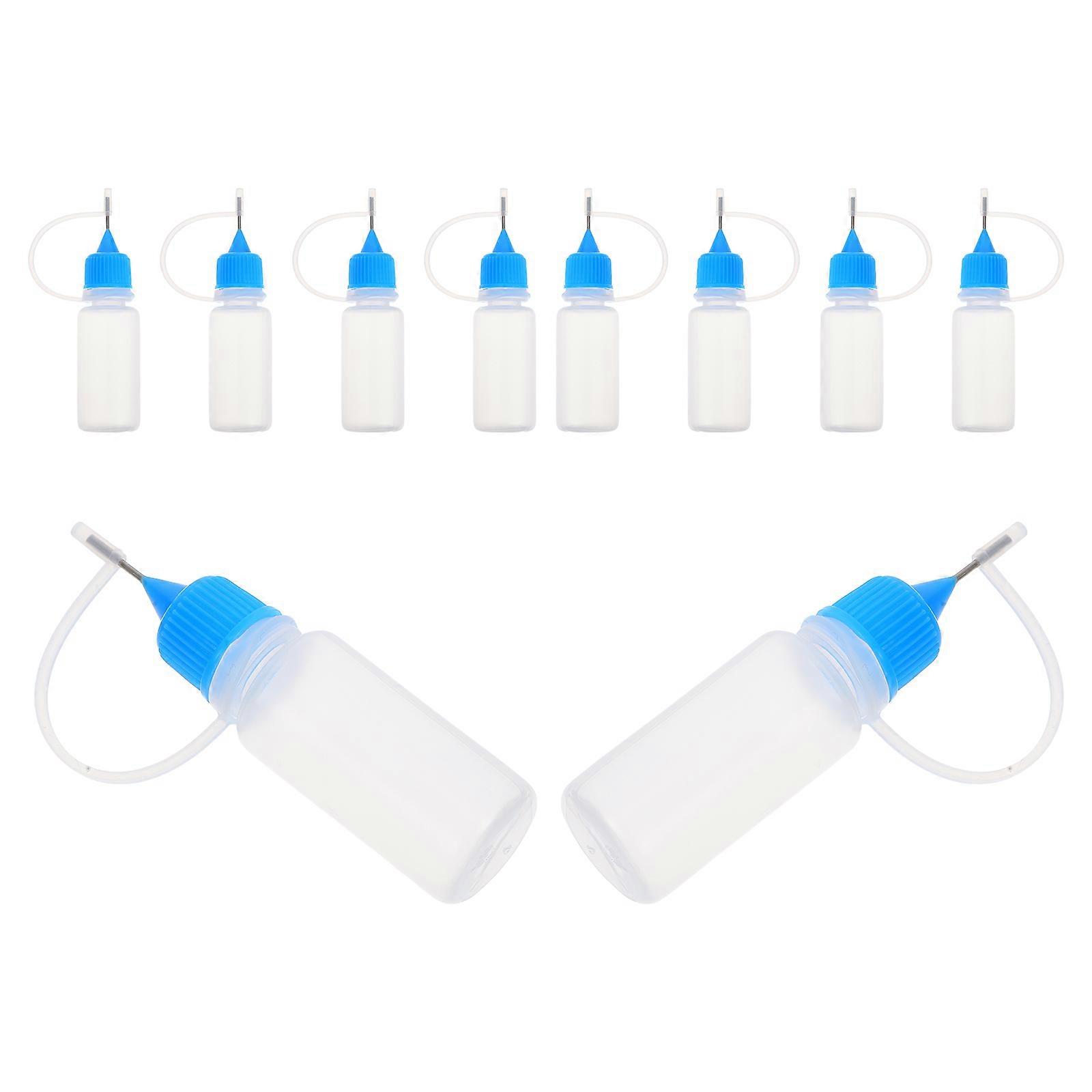 Blue Plastic Bottles for Glue Application with Precision Tip 10Pcs