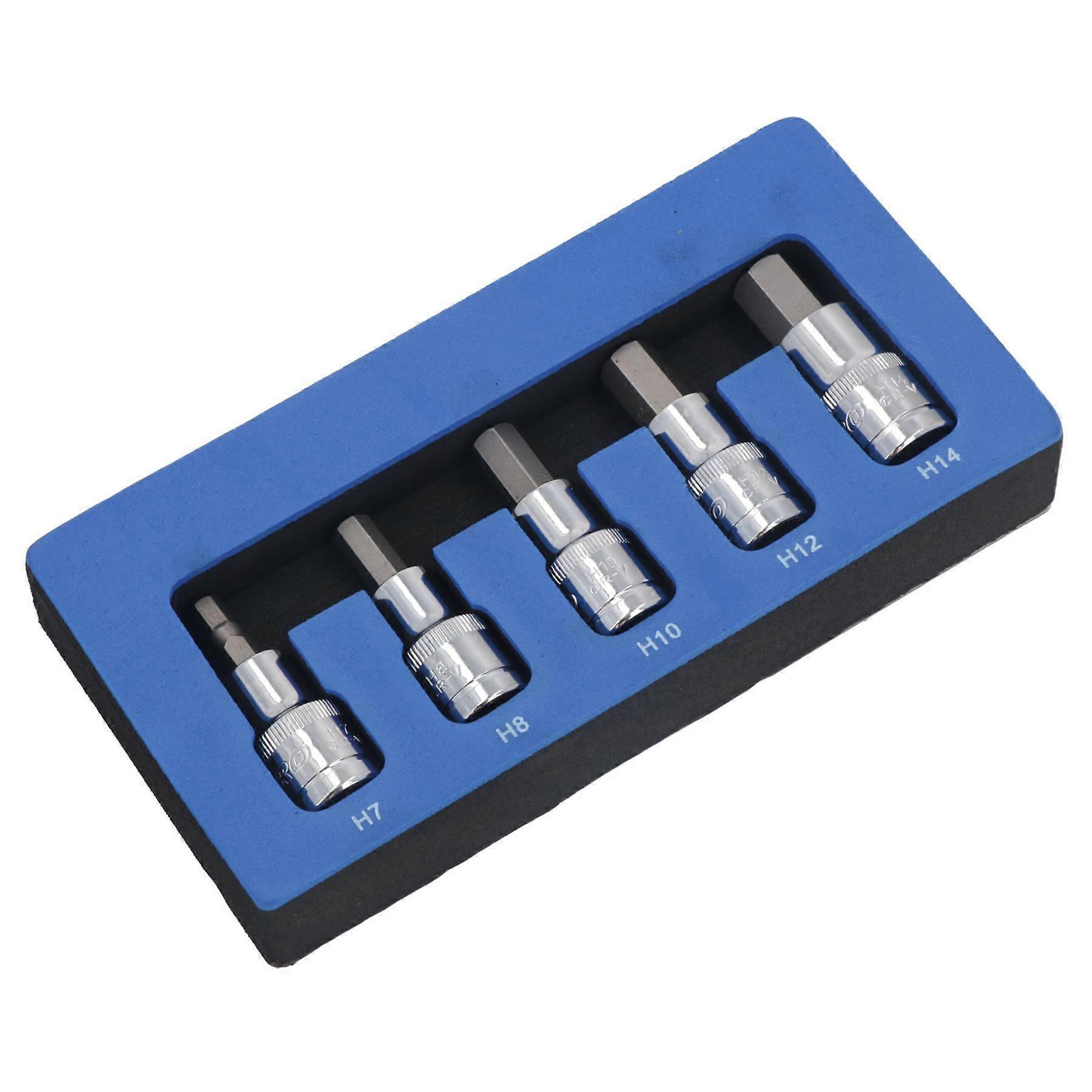 Hex / Allen Sockets Key Bits 1/2" Drive Metric Sizes 7mm - 14mm 5pcs 