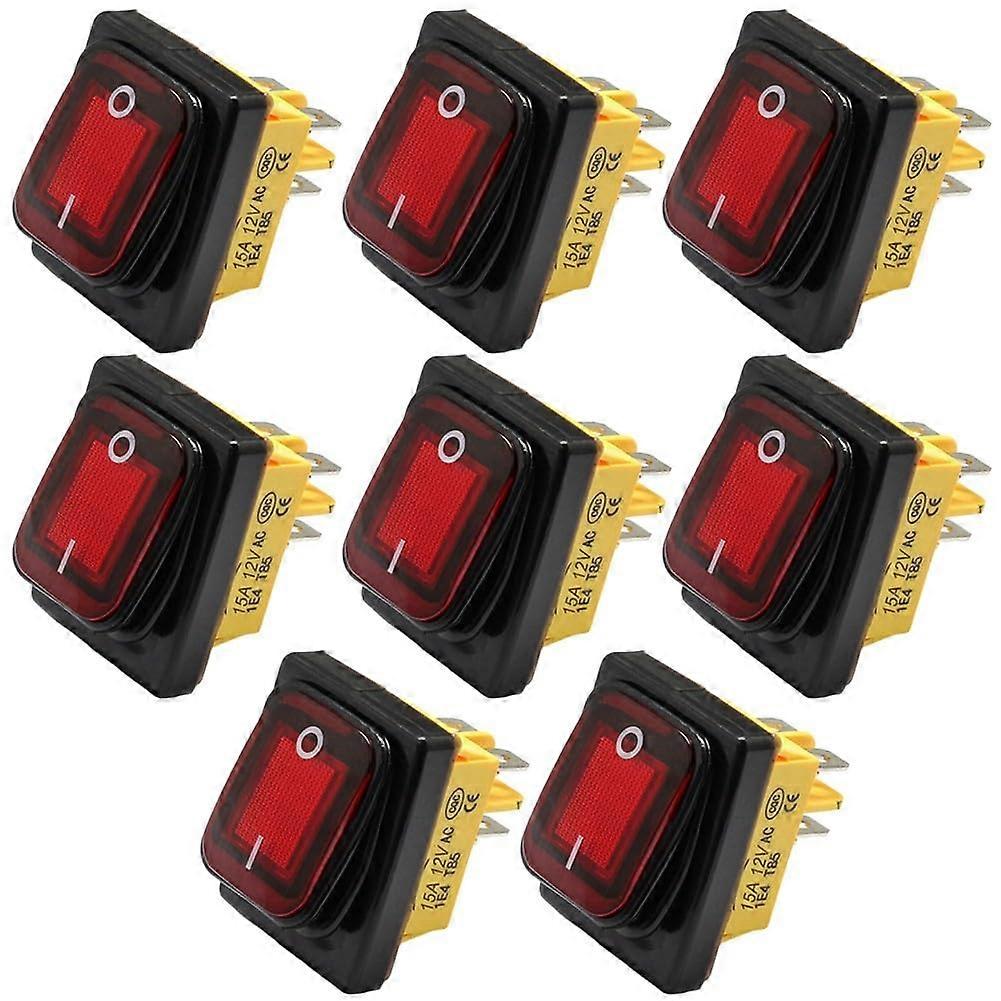 Waterproof Toggle Switch 4P 15A Rocker Switch Red PA66 Material for Marine Applications and Boats
