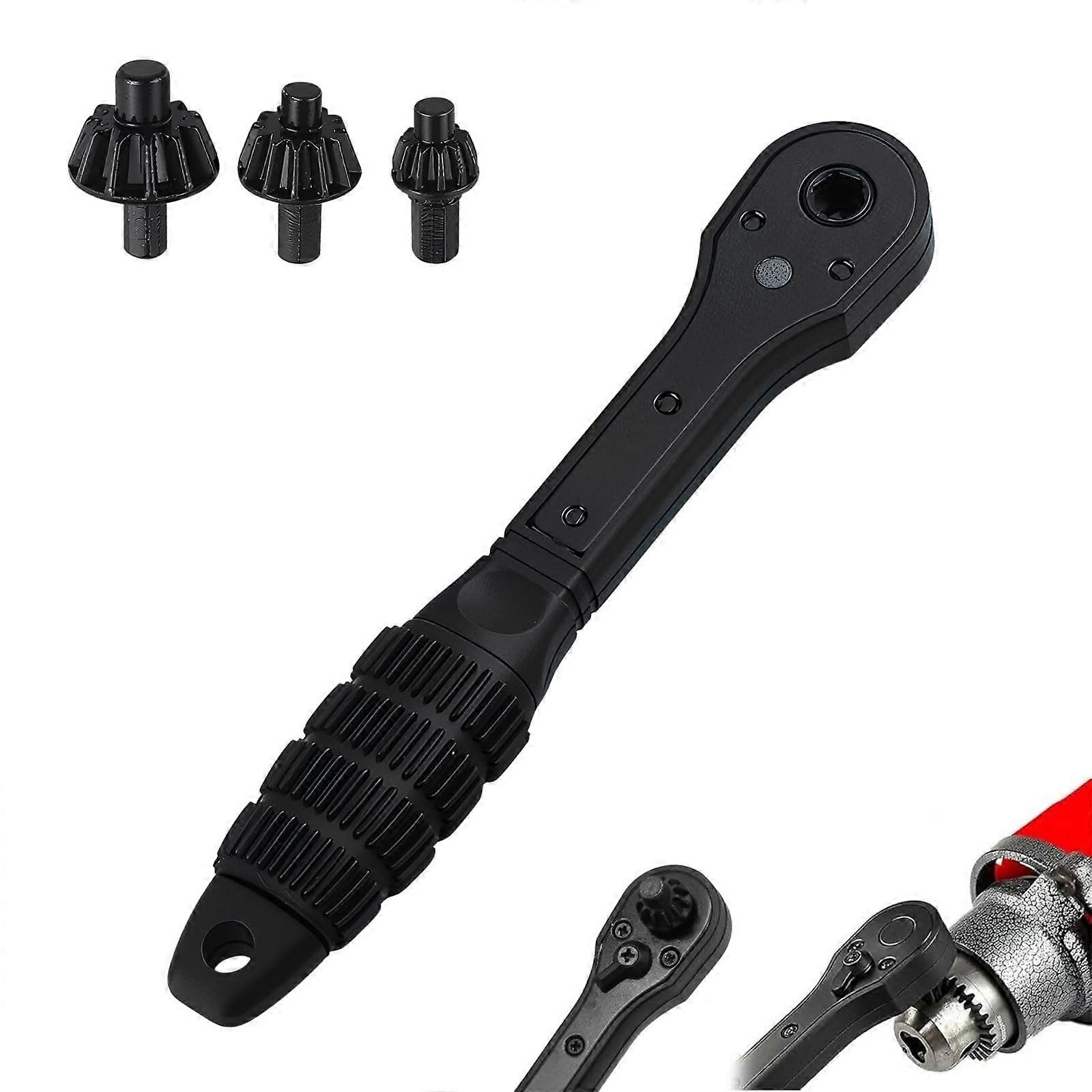 2in1 Ratcheting Drill Chuck Key Wrench for Quick Bit Changes and Universal Power Tool Compatibility