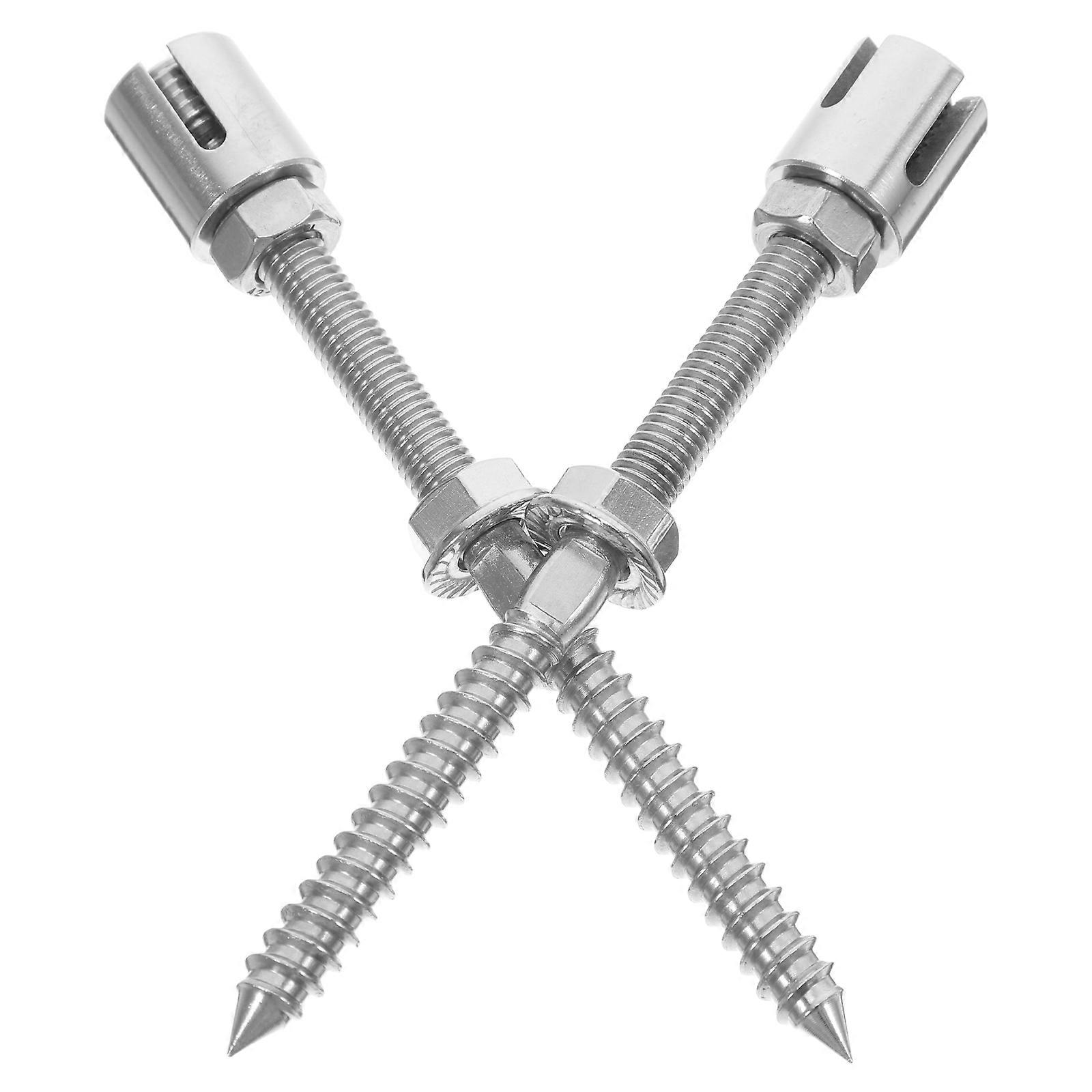 Silver Stainless Steel Cable Clamps for Plant Support 2Pcs Pack