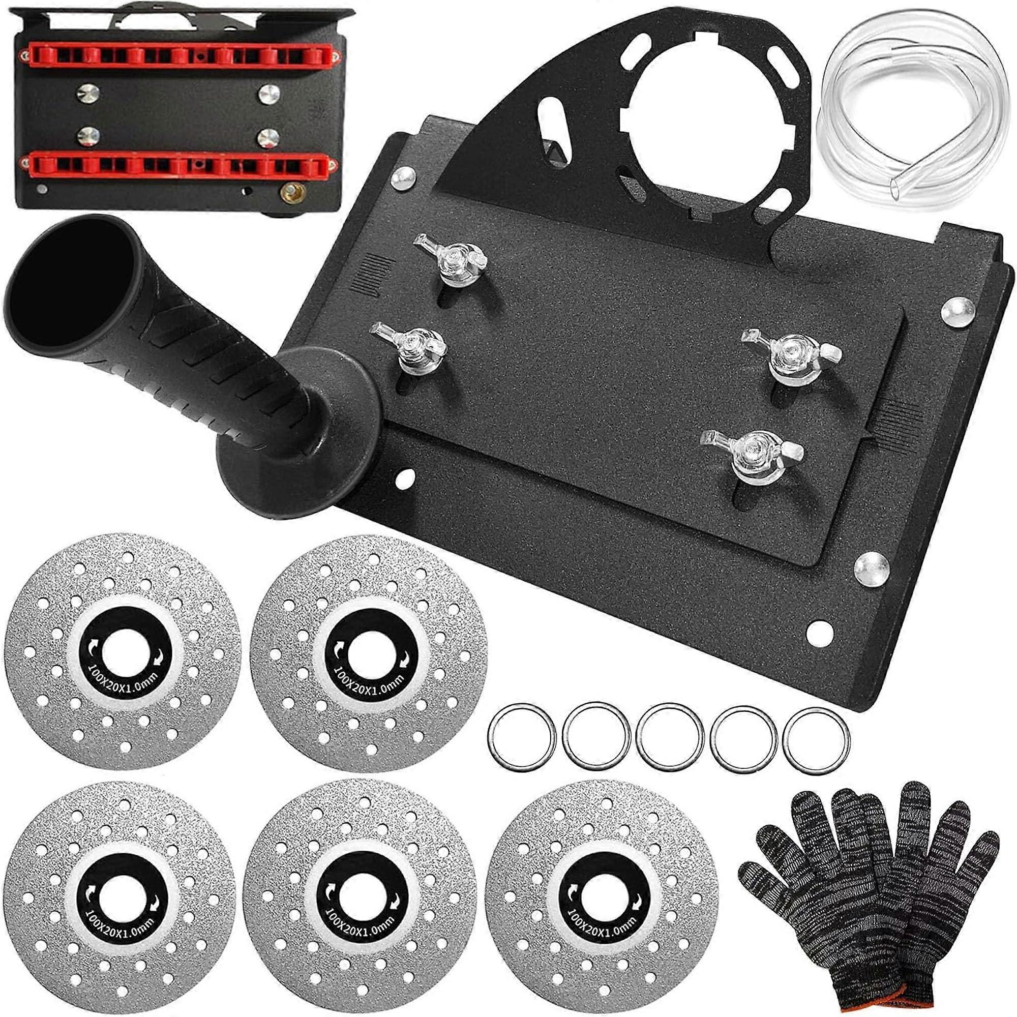 Tile Cutting Tool 45° Chamfering Angle Grinder Stand with Blades Gloves Adjustable Beveling Bracket