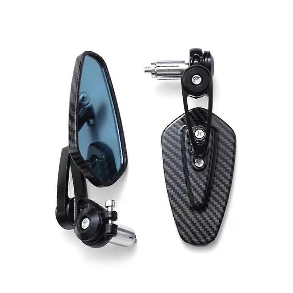 Motorcycle Rearview Mirrors Carbon Fiber Pattern Wide Angle Handlebar Design Black