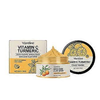 Kurkuma-Vitamin-C-Tonerde-Maske Tiefenreinigende Gesichtsmaske Hautpflege Verbessert Mitesser, Akne, dunkle Flecken und gleicht den Hautton aus Gesichtsmaske Control Oil und
