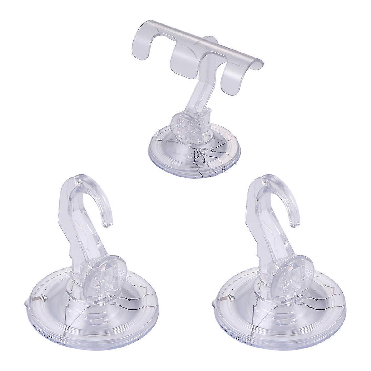Heavy Duty Suction Cup Hooks Punch Use Non-Marking Transparent 3Pack