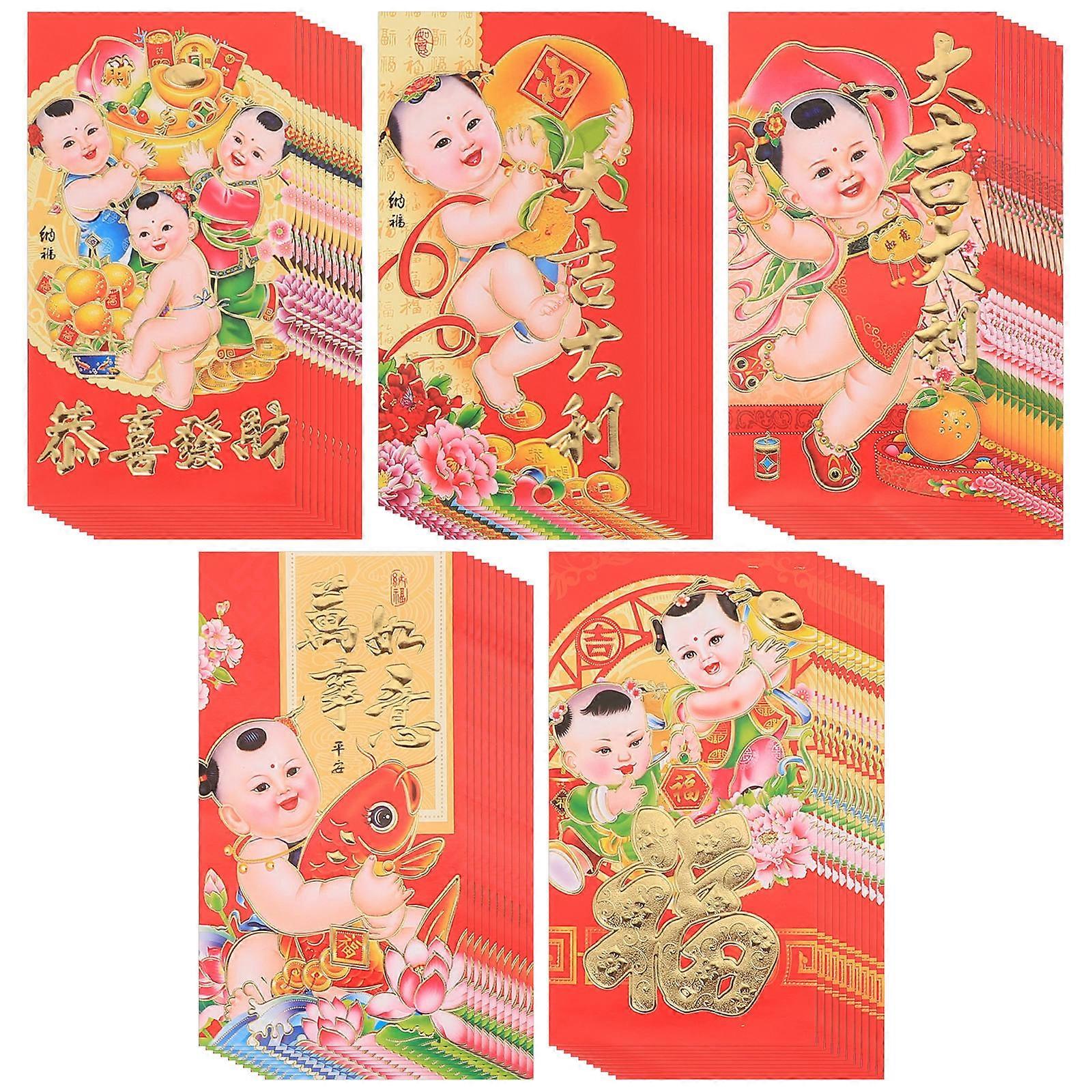 Red Envelopes Creative Paper Packets for New Year Gift 100Pcs