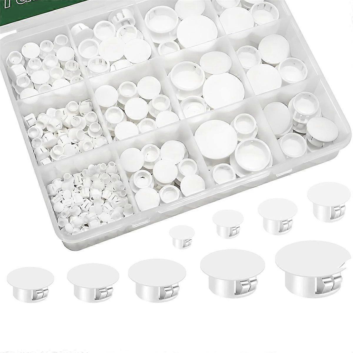 200Pcs 9Sizes Nylon Plastic Hole Plugs,Flush Type Panel Knockout Locking Plugs,Screw Covers for Fur
