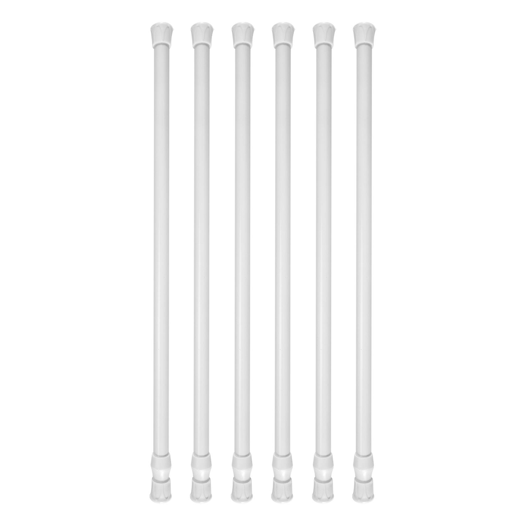 6 Pack Tension Rods, Adjustable Spring Cupboard Bars Rod Curtain Rods White