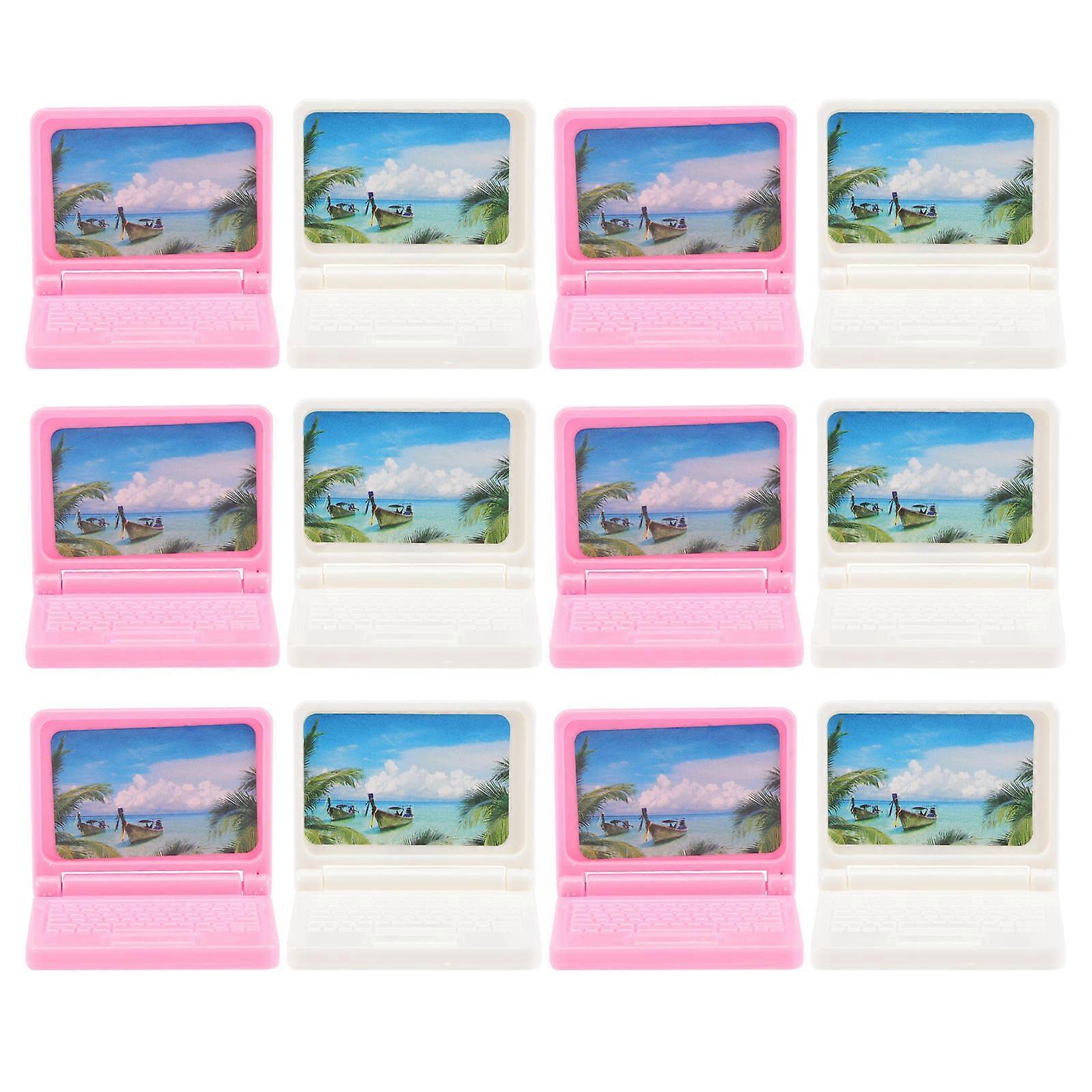 Plastic Miniature Computer Laptop Model for Decor with 12Pcs Pack