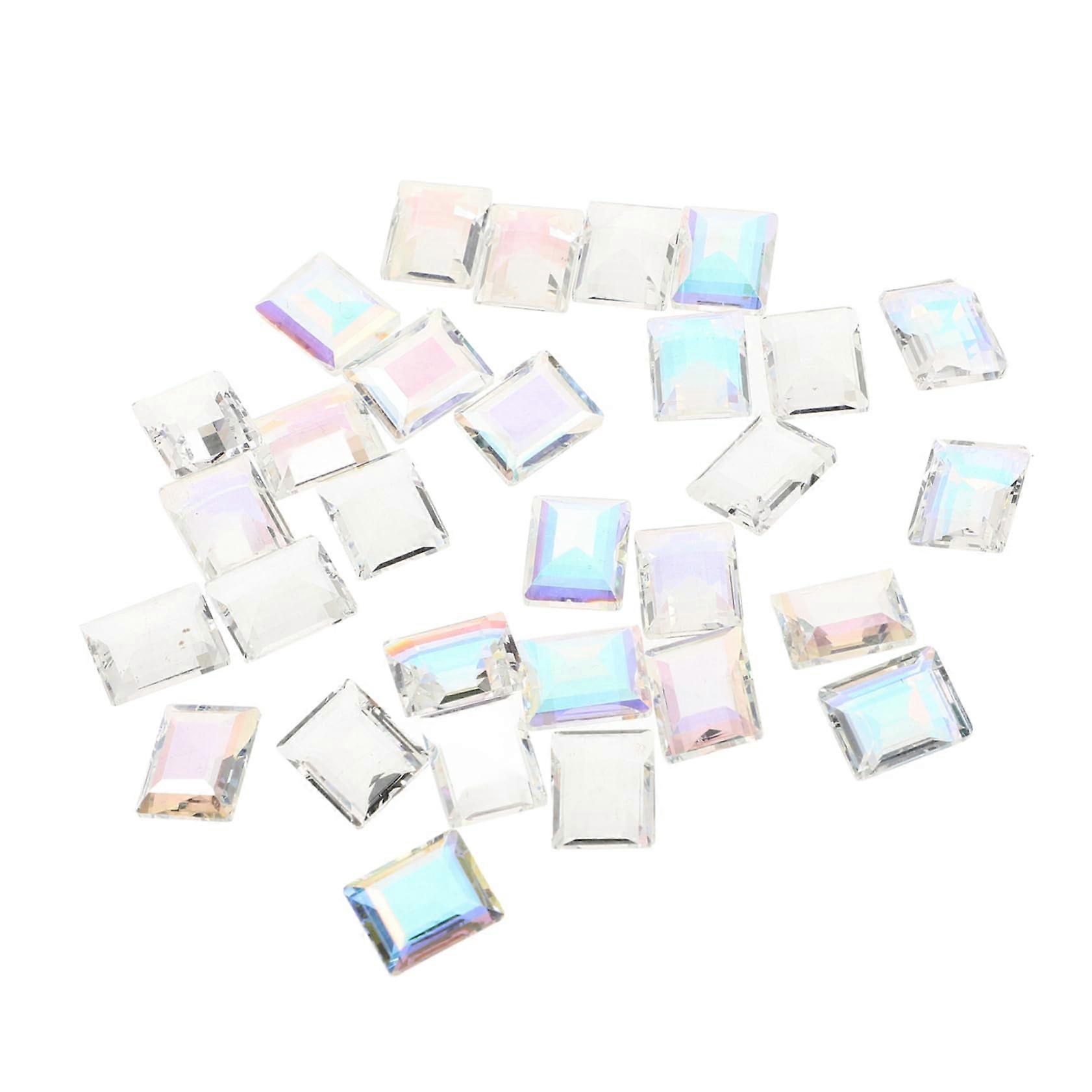 30pcs Rectangular Crystal Nail Art Rhinestones UltraShiny Flatback Gems for DIY Designs