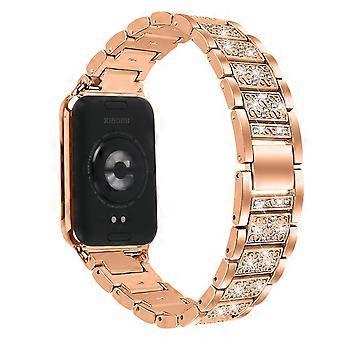 Zinc Alloy Watch Strap for Xiaomi Redmi Watch 4 S-Shape Texture Rhinestone Decor Bracelet