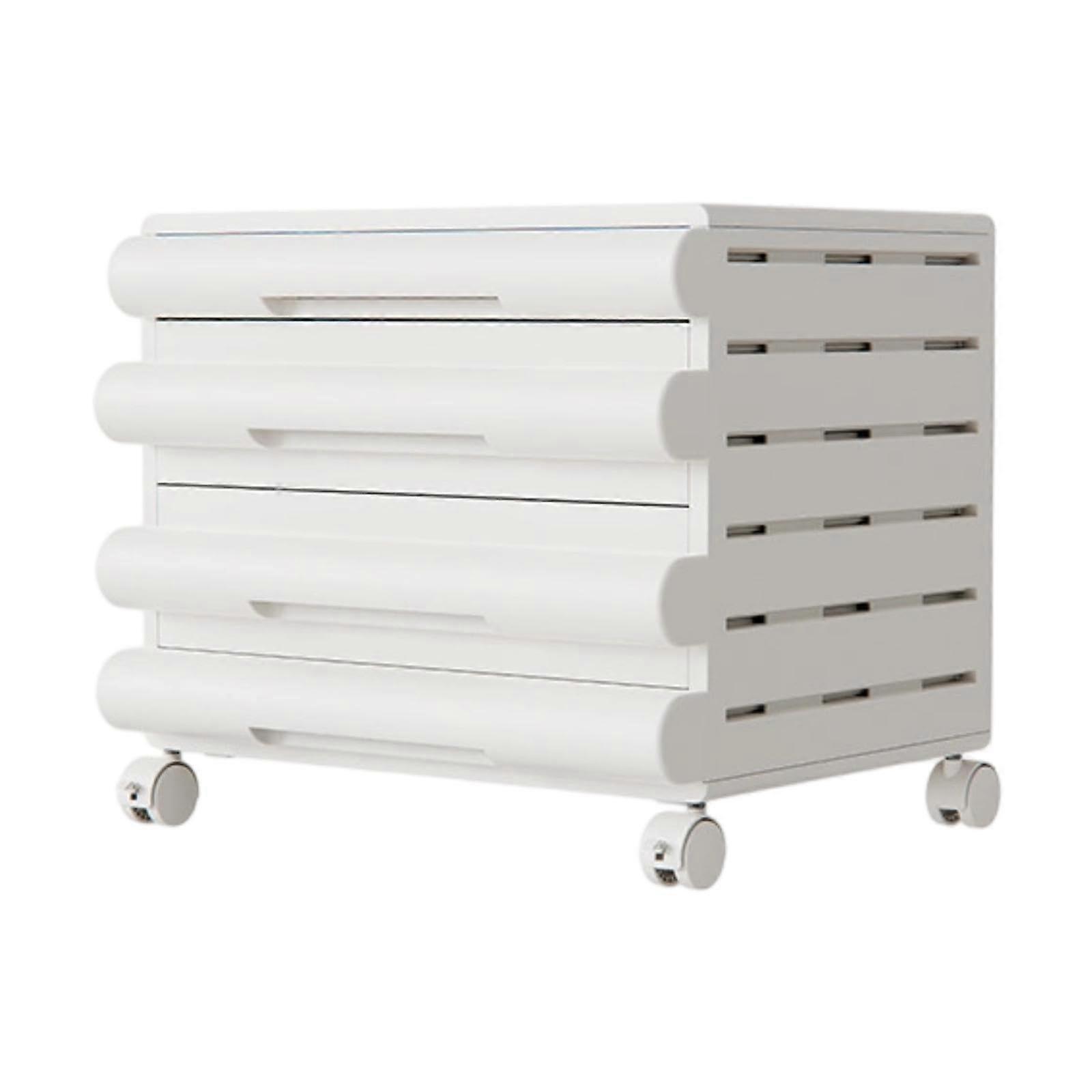 Compact 4 Drawer File Cabinet with Wheels, White Office Organizer for A4 Document Storage